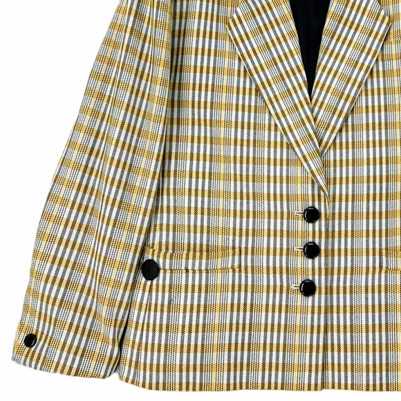 Vintage Yellow, Black and White Plaid Blazer by David Benjamin - Picture 3 of 16